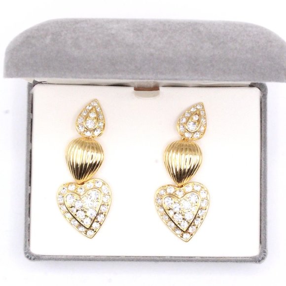 Nolan Miller NOS With Box Pave´Rhinestones Long Dangle Earrings - Picture 7 of 8